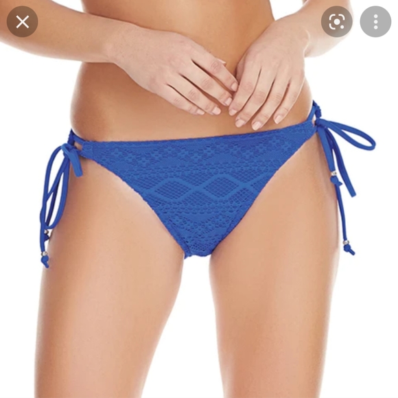Freya Sundance Crochet Tie side bikini bottom. Cobalt Blue. Multiple sizes. - Picture 6 of 7
